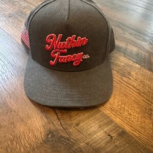 Charcoal Cap with Red Embroidery